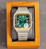 Cartier Alberto Santos 100 Green & Two Tone Watch Sapphire Crystal